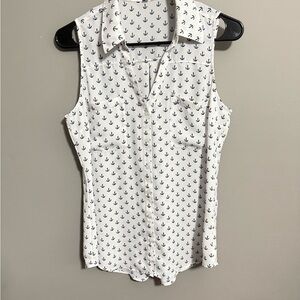 Express Portofino Anchor Print Sleeveless Blouse